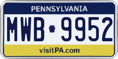 PA license plate MWB9952