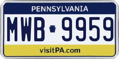 PA license plate MWB9959