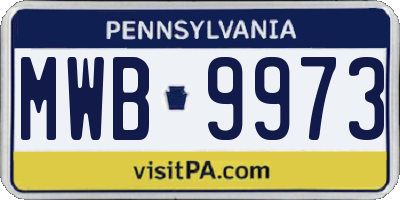 PA license plate MWB9973