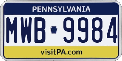 PA license plate MWB9984