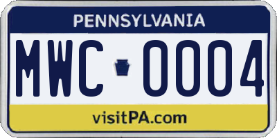PA license plate MWC0004