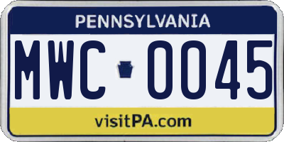 PA license plate MWC0045