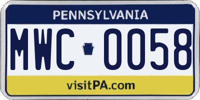 PA license plate MWC0058