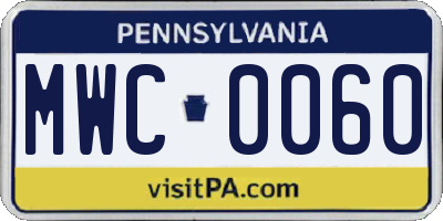 PA license plate MWC0060