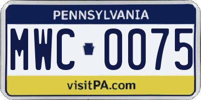 PA license plate MWC0075