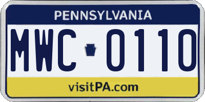 PA license plate MWC0110