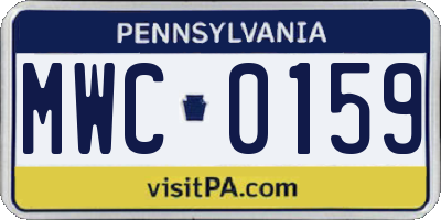 PA license plate MWC0159