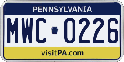 PA license plate MWC0226