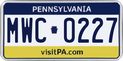 PA license plate MWC0227
