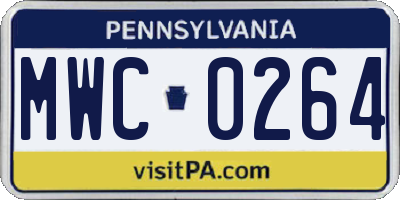 PA license plate MWC0264