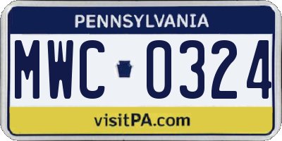 PA license plate MWC0324