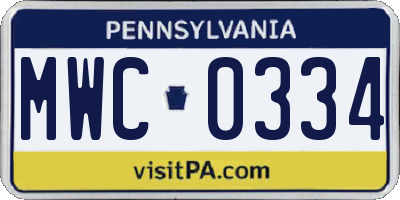 PA license plate MWC0334