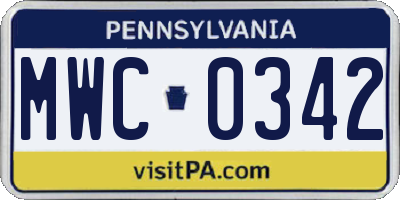 PA license plate MWC0342