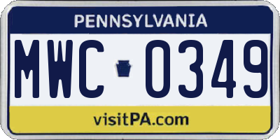 PA license plate MWC0349