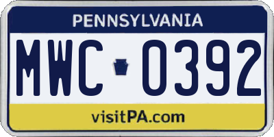 PA license plate MWC0392