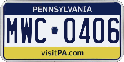 PA license plate MWC0406