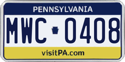 PA license plate MWC0408