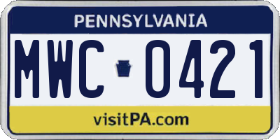 PA license plate MWC0421