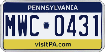PA license plate MWC0431