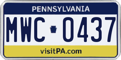 PA license plate MWC0437