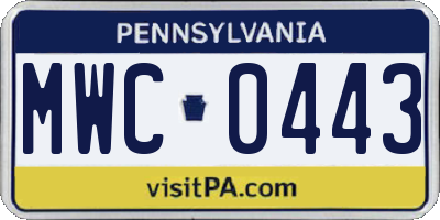 PA license plate MWC0443