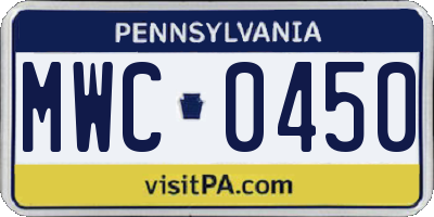 PA license plate MWC0450