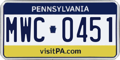PA license plate MWC0451