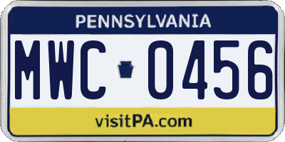PA license plate MWC0456