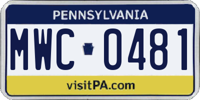 PA license plate MWC0481