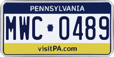 PA license plate MWC0489