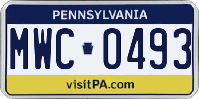 PA license plate MWC0493