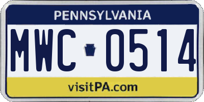 PA license plate MWC0514