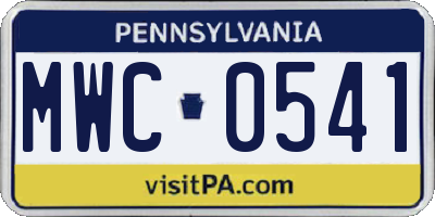 PA license plate MWC0541