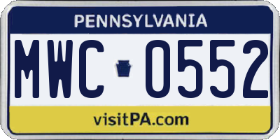 PA license plate MWC0552
