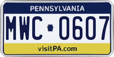 PA license plate MWC0607