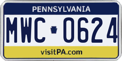 PA license plate MWC0624