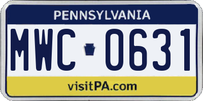 PA license plate MWC0631