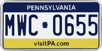 PA license plate MWC0655