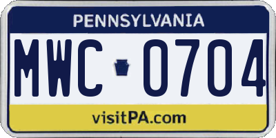 PA license plate MWC0704
