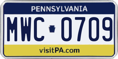 PA license plate MWC0709