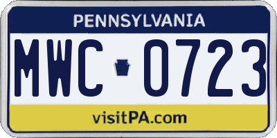 PA license plate MWC0723