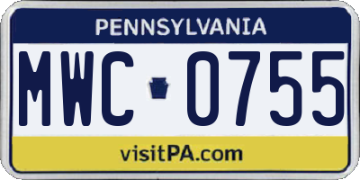 PA license plate MWC0755