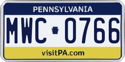 PA license plate MWC0766