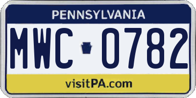 PA license plate MWC0782