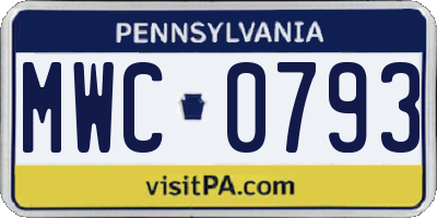 PA license plate MWC0793