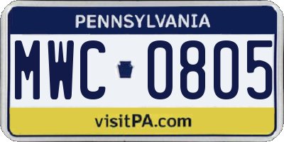 PA license plate MWC0805