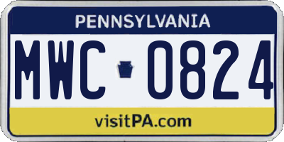 PA license plate MWC0824