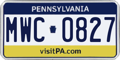 PA license plate MWC0827