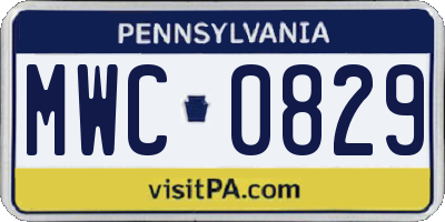 PA license plate MWC0829