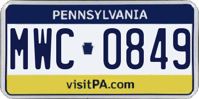 PA license plate MWC0849